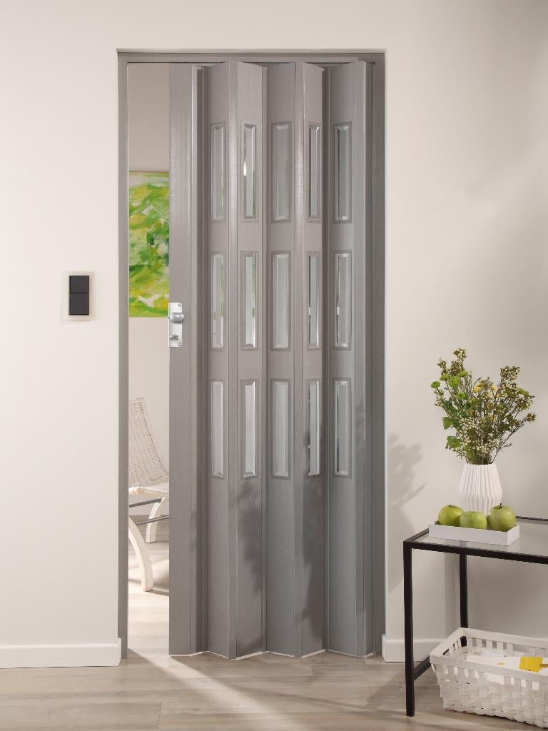 Fortesrl Luciana vouwdeur glas, kleur grijs BxH 88.5x214 cm, Huis en Inrichting, 200 cm of meer, Nieuw, Grijs, 50 tot 100 cm