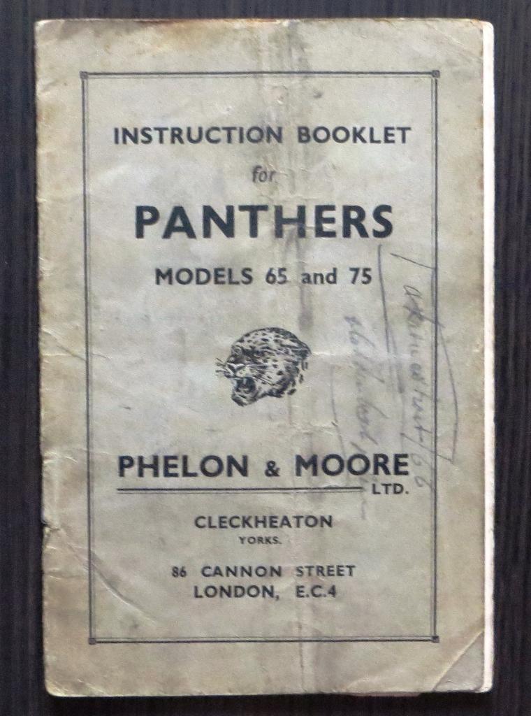 Instruction Book Panther Models 65 en 75 - 1950 (origineel), Motoren, Verzenden, Overige merken