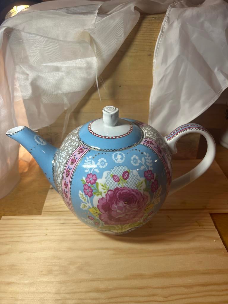 Pip Studio Theepot - Blauw met Bloemen, Ophalen of Verzenden