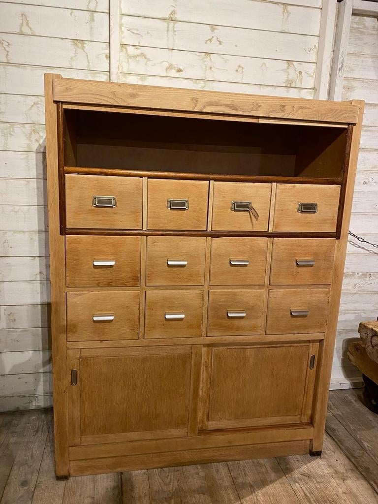 Frans landelijk eiken kast ladekast, Ophalen, Gebruikt, 25 tot 50 cm