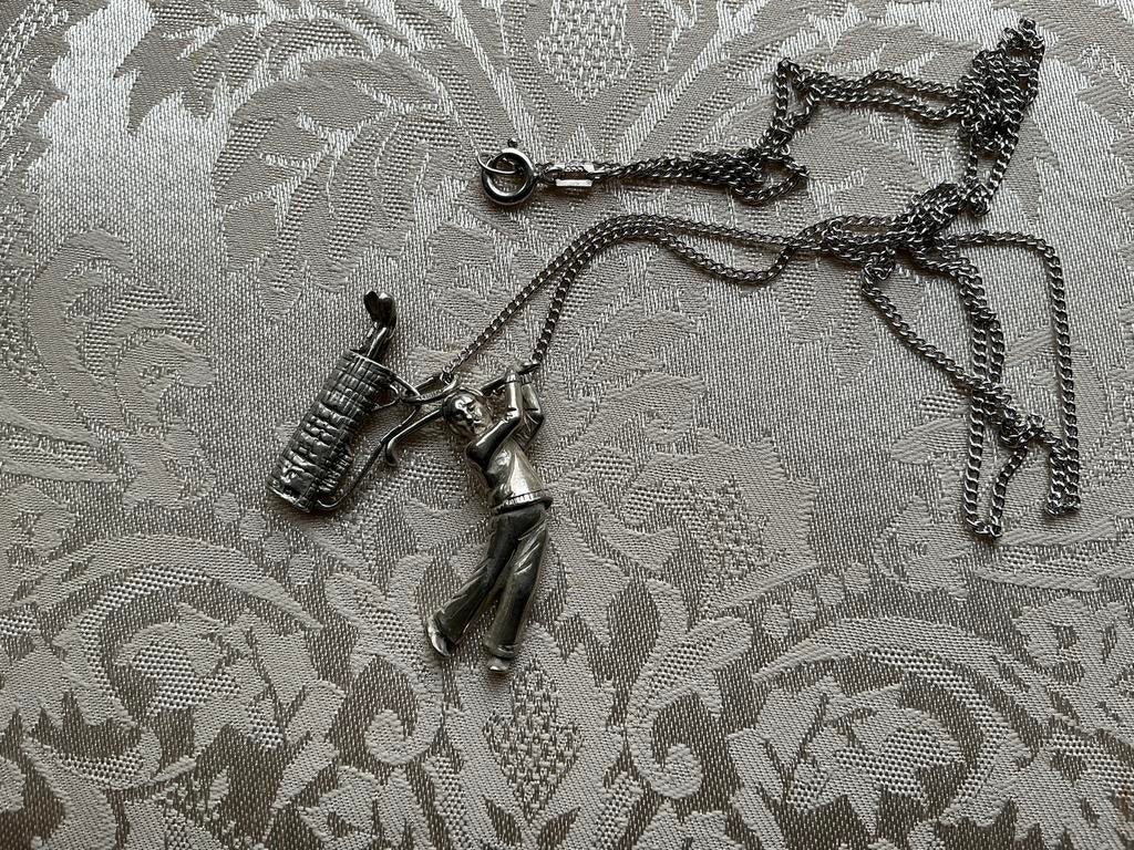 Lange ketting met 2 bedels, Ophalen of Verzenden, Zo goed als nieuw, Zilver