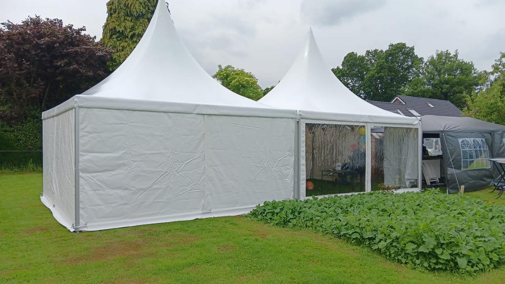 Te huur pagodetenten 4x4 en 5x5 meter, Tuin en Terras, Partytenten, Ophalen, 8 meter of meer