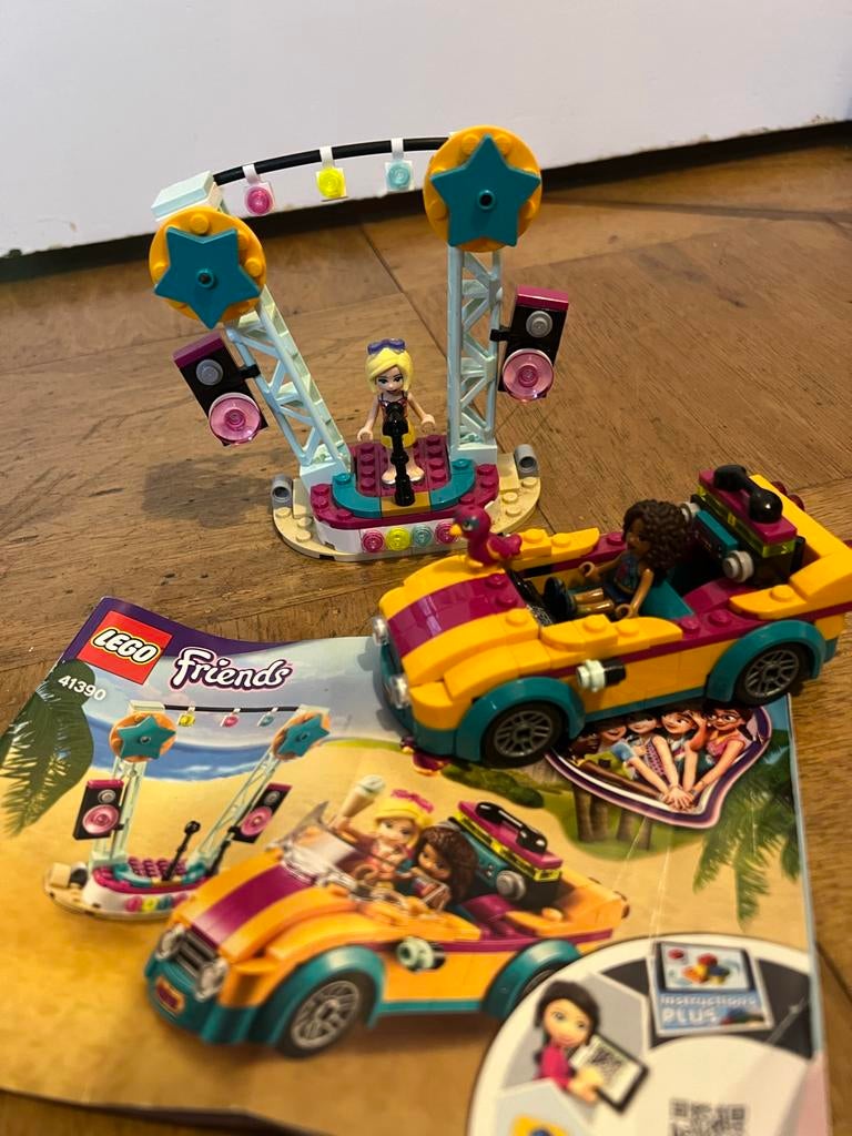 Lego Friends 41390 - Andrea's auto met podium, Ophalen of Verzenden, Zo goed als nieuw, Complete set, Lego
