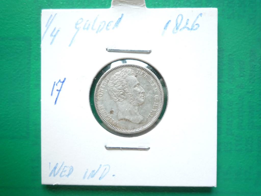 TE KOOP 1/4 GULDEN NEDL.INDIE 1826, Zilver, 25 cent, Ophalen of Verzenden, Koning Willem I