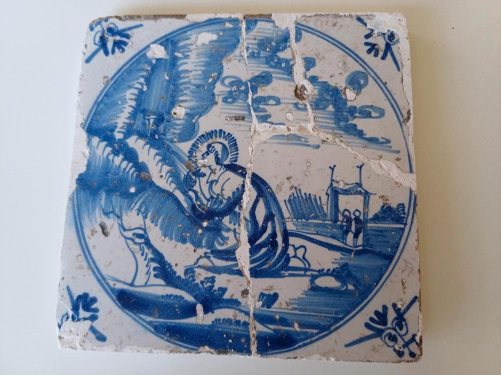 Antiek 18e eeuwse Delftse tegel - Bijbels onderwerp, Antiek en Kunst, Antiek | Wandborden en Tegels, Ophalen