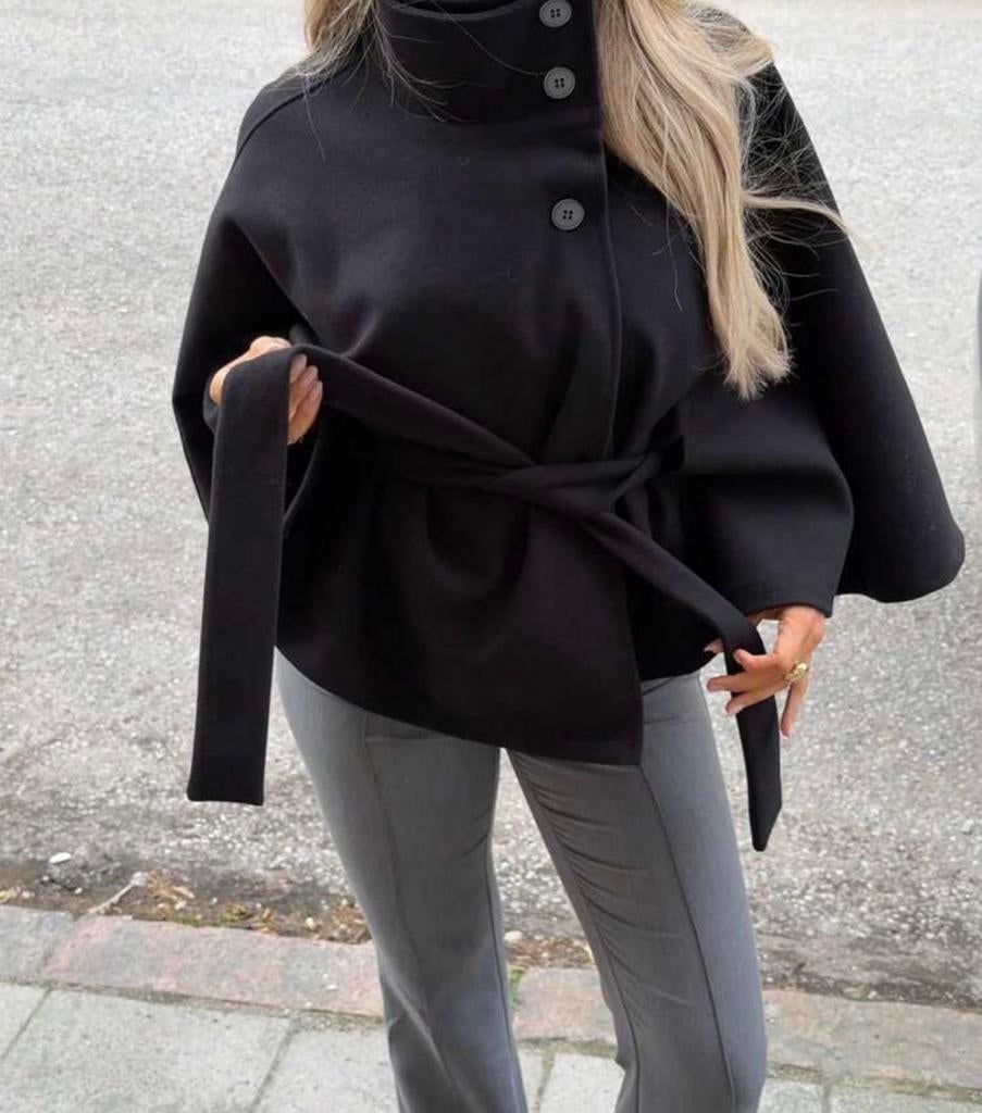 Cape jas, Kleding | Dames, Jassen | Winter, Ophalen of Verzenden, Zo goed als nieuw, Zwart