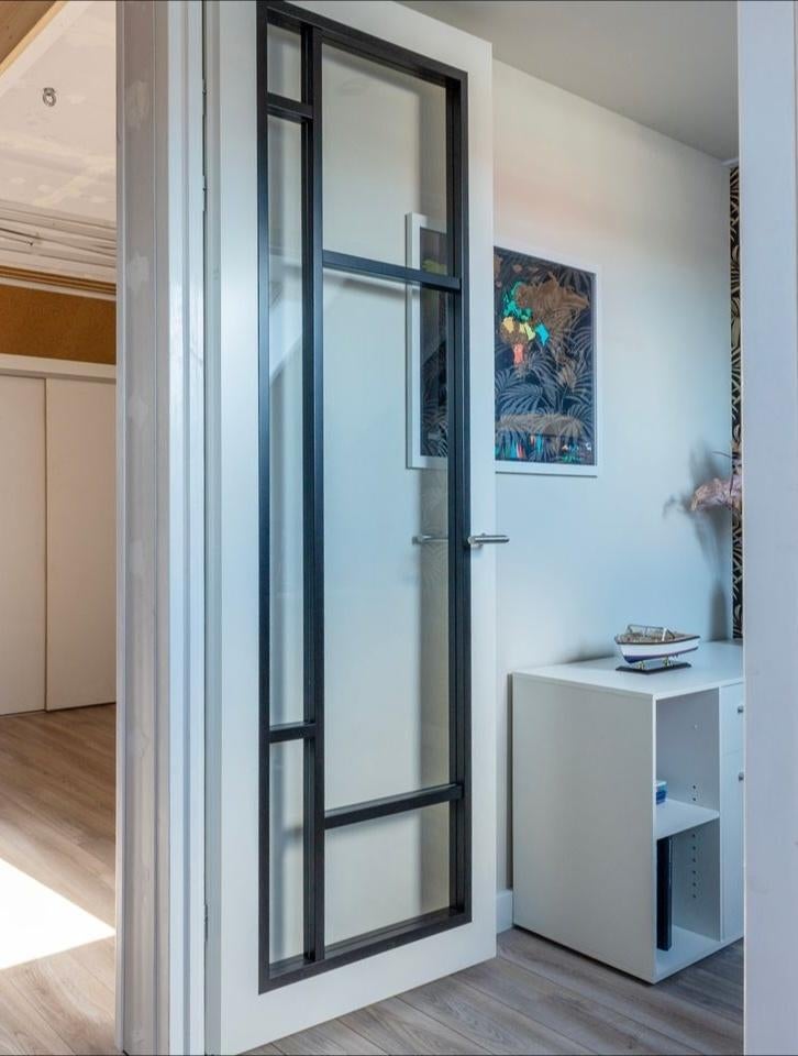 Deur met glas, rechtsdraaiend, Ophalen, Binnendeur, 200 tot 215 cm, Glas