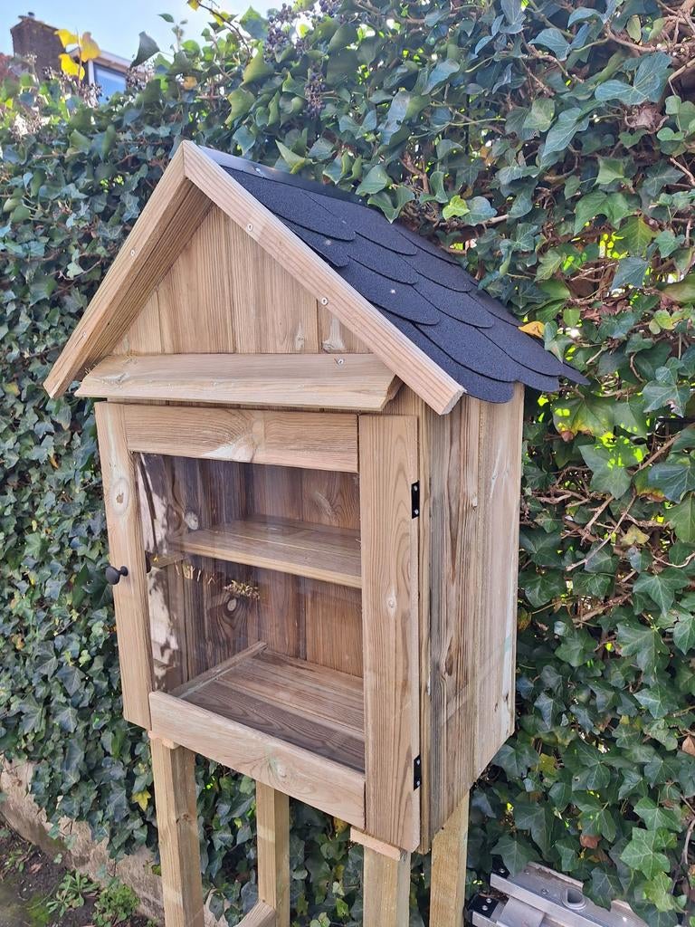 Minibieb/Boekenkastje met bitumen dak!, Nieuw, Minder dan 100 cm, Grenenhout, 25 tot 50 cm