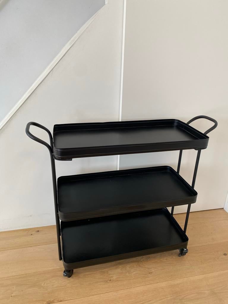 Zwarte tea trolley / drankkar - Zo goed als nieuw, Ophalen of Verzenden, Zo goed als nieuw
