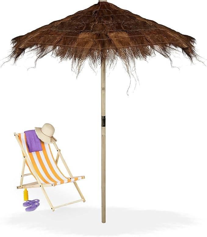 Hawaï Strandparasol 250 cm – Tropische Parasol - 250 x 215cm, Tuin en Terras, Parasols, Ophalen, Xx, Kantelbaar, Nieuw