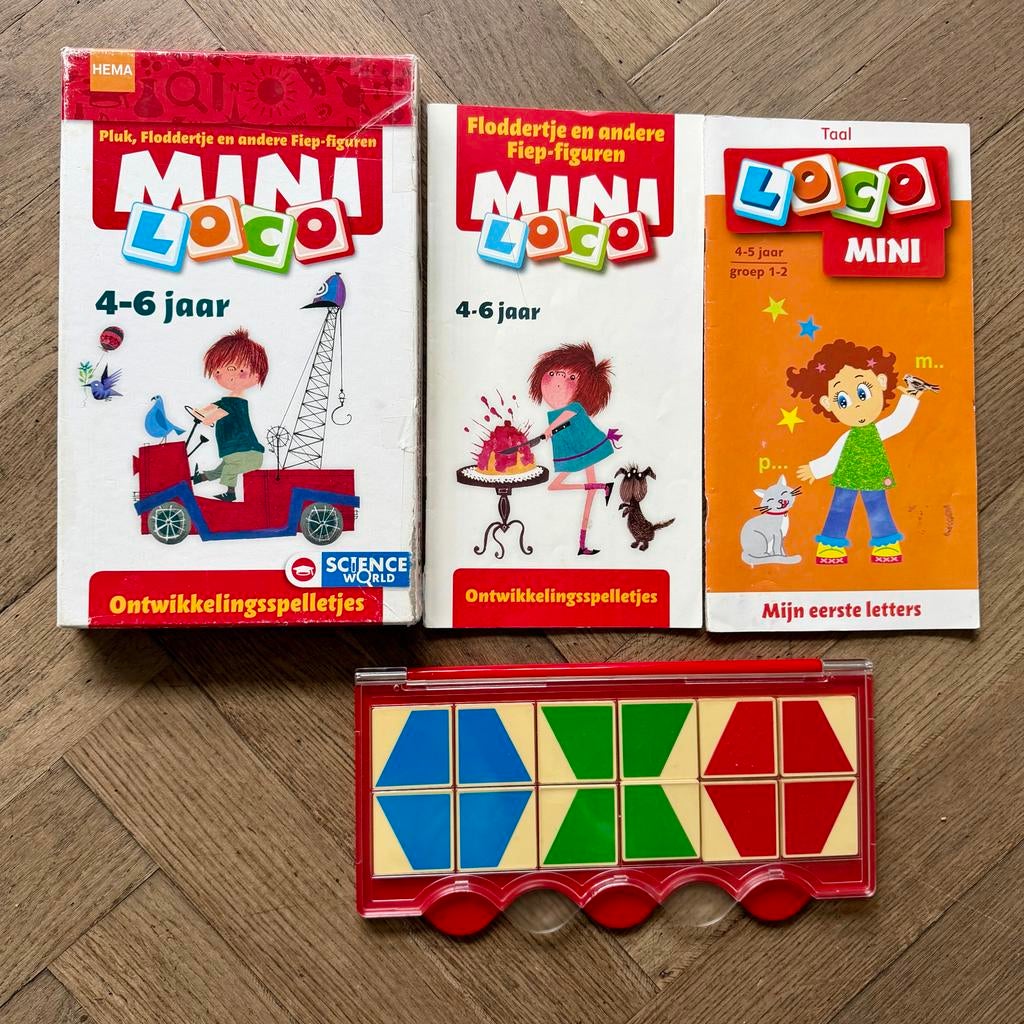Mini Loco doos met 2 oefenboekjes 4-6 jaar Fiep figuren, Ophalen of Verzenden, Gebruikt, Taal en Lezen