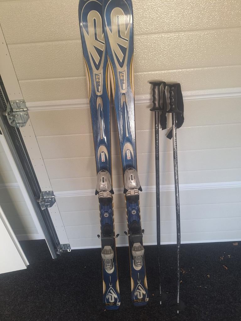 Set K2 ski's 153 cm  met stokken, Sport en Fitness, Skiën en Langlaufen, Gebruikt, 100 tot 140 cm, Ski's, Ophalen