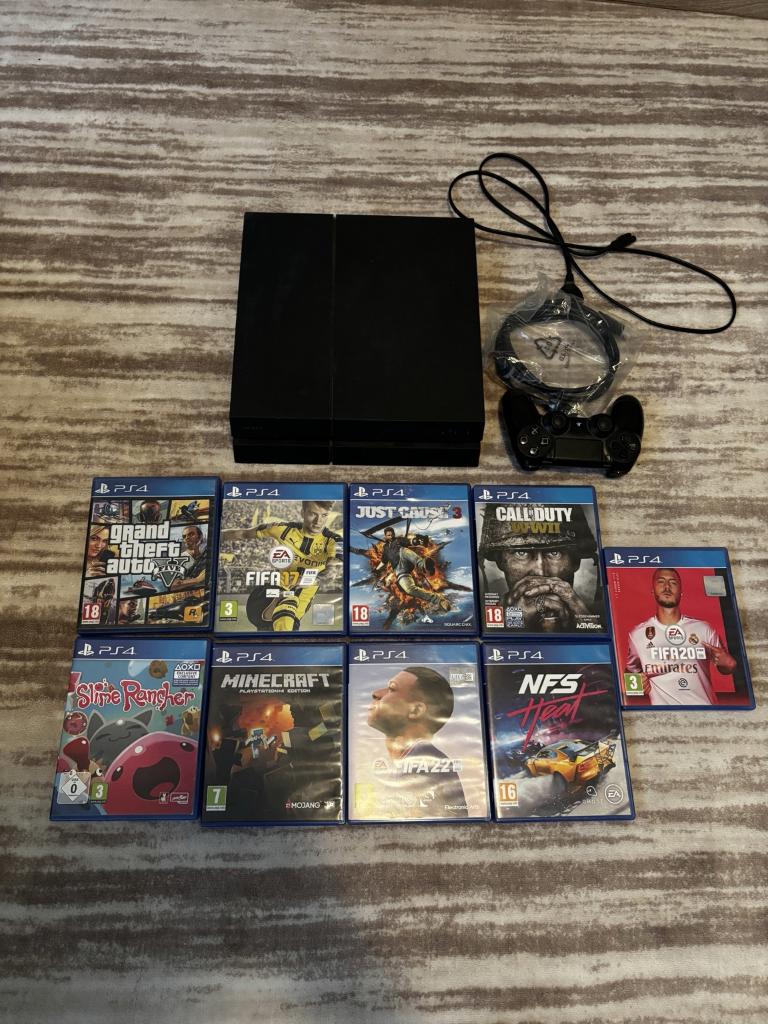PlayStation 4 + Controller + 8 Games (Zeer nette staat), Ophalen of Verzenden, Met 1 controller, Original, Gebruikt