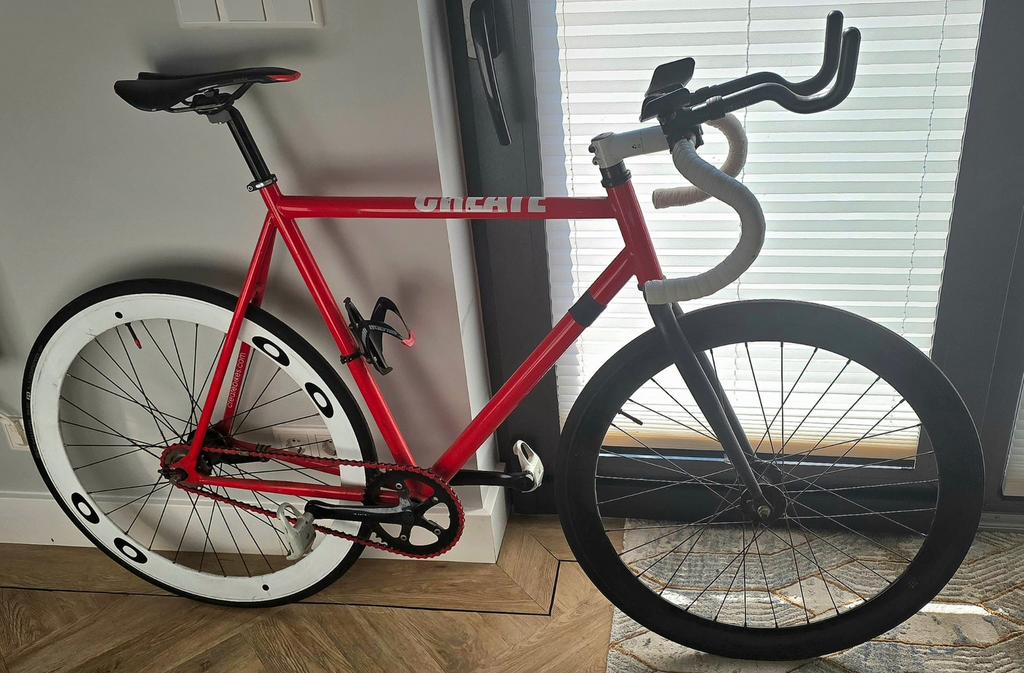 Fixie / Single speed fiets – rode Create – met deep wheels, Fietsen en Brommers, Minder dan 10 versnellingen, Gebruikt, Staal