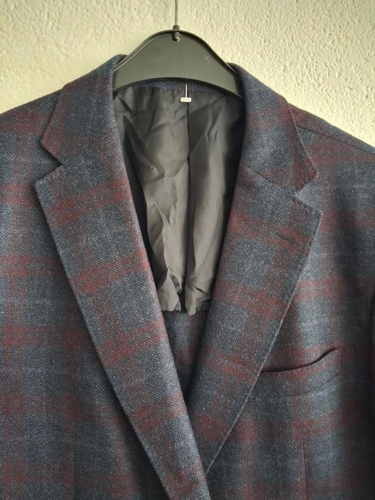Zegna colbert blauw met rood ruitpatroon Maat 56, Kleding | Heren, Kostuums en Colberts, Ophalen of Verzenden