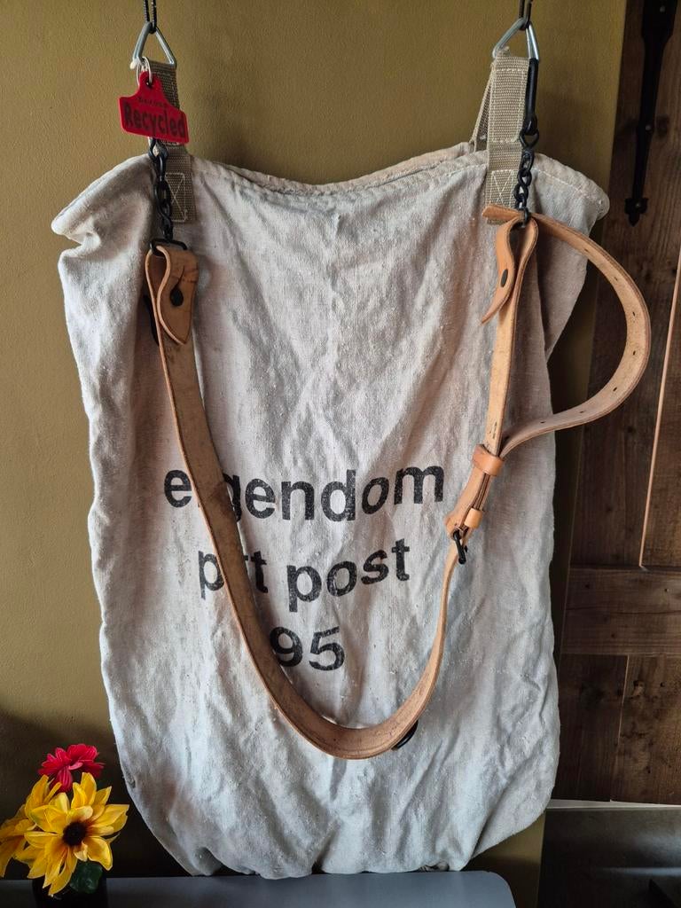 Oude/Vintage PTT Postzak met Leren Draagriem, Huis en Inrichting, Ophalen of Verzenden