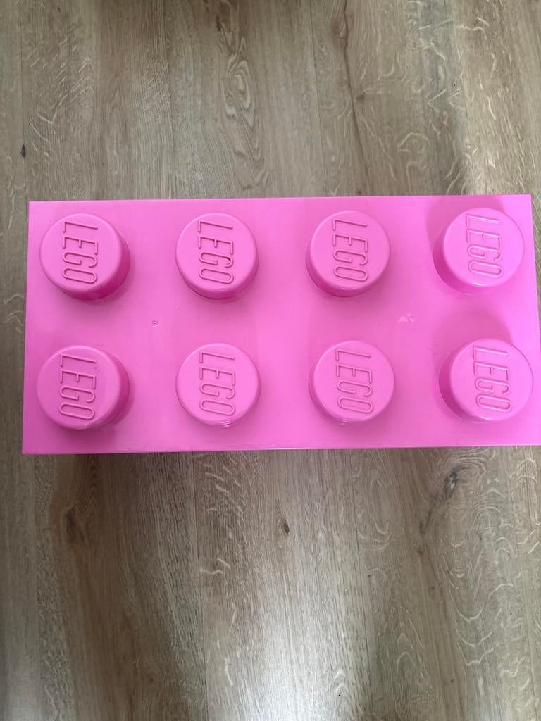 Roze LEGO opbergdoos - Grote steen, Kinderen en Baby's, Speelgoed | Duplo en Lego, Zo goed als nieuw, Lego, Losse stenen, Ophalen