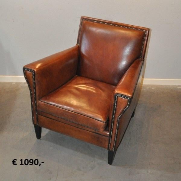Schapenleren fauteuils, banken en stoelen, Twee, Bruin, Leer, Ophalen of Verzenden