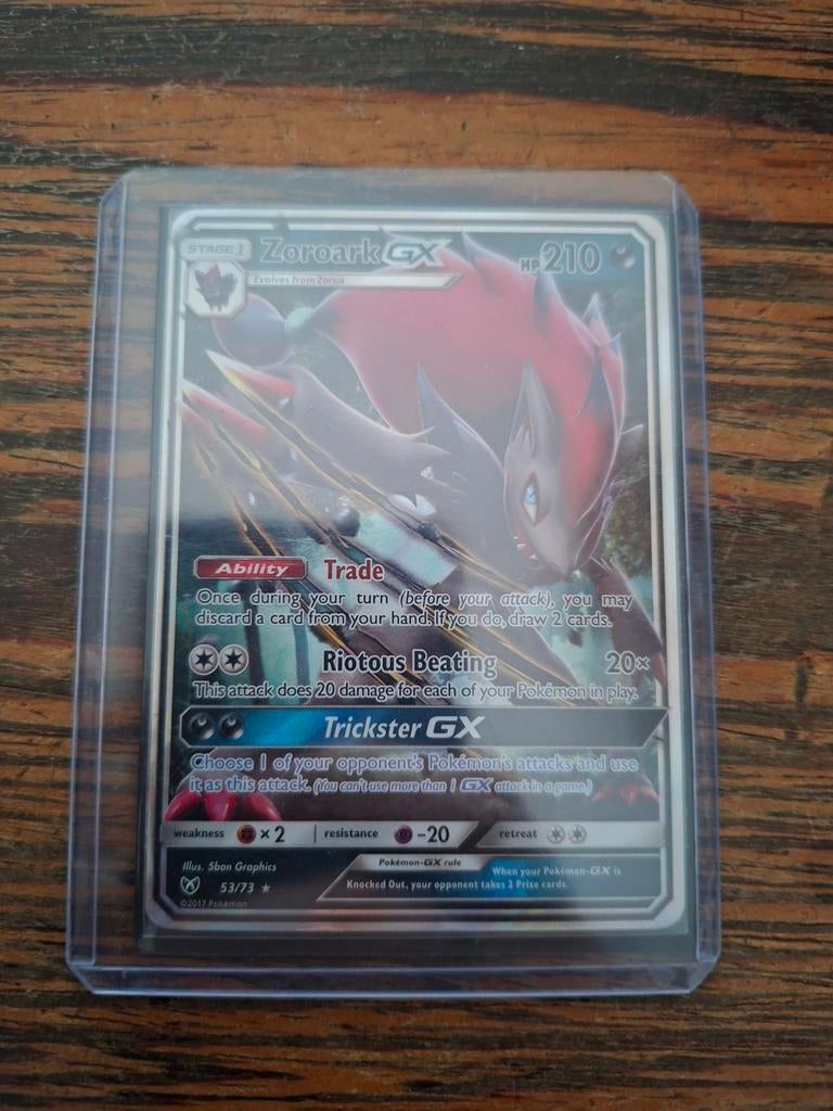 Zoroark GX Pokemon Kaart 53/73 shinning legends, Ophalen of Verzenden, Zo goed als nieuw, Losse kaart