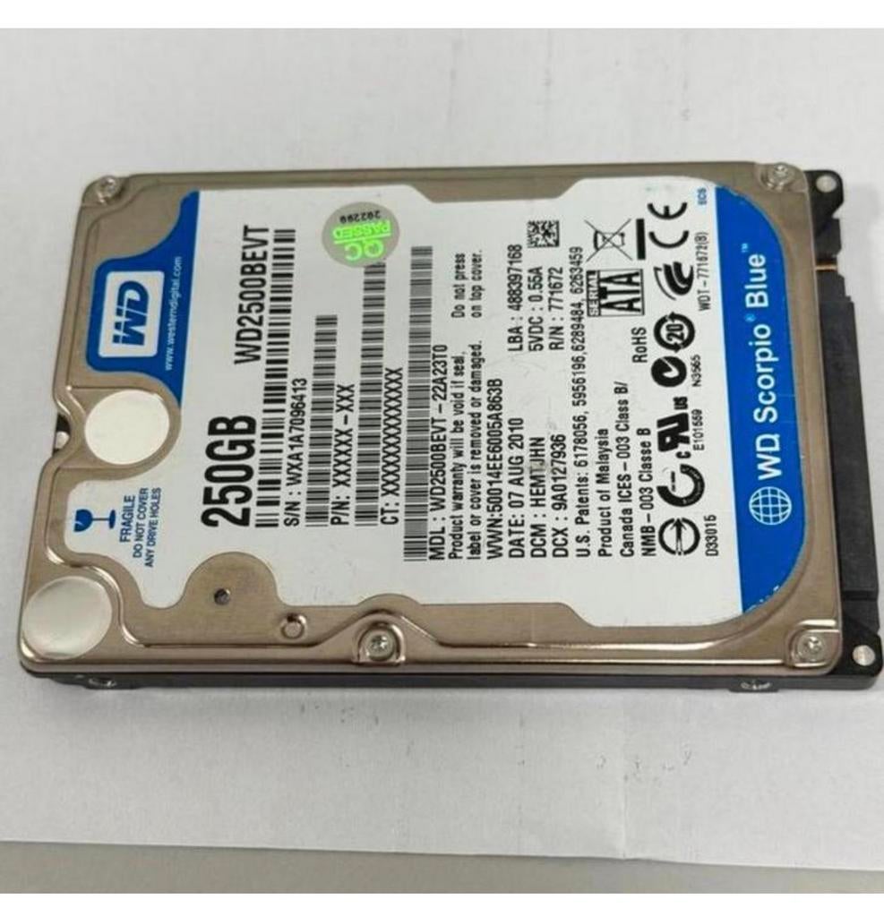 250GB SATA 2.5" HARD DISK DRIVE HIGH SIERRA 10.13.6 MACBOOK, Computers en Software, Harde schijven, Intern, SATA, Ophalen of Verzenden