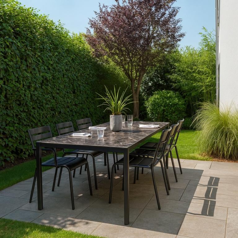 HPL horeca terras tafelbladen zwart marmer 220x90cm  217, Ophalen, Nieuw, 50 tot 100 cm, Minder dan 100 cm