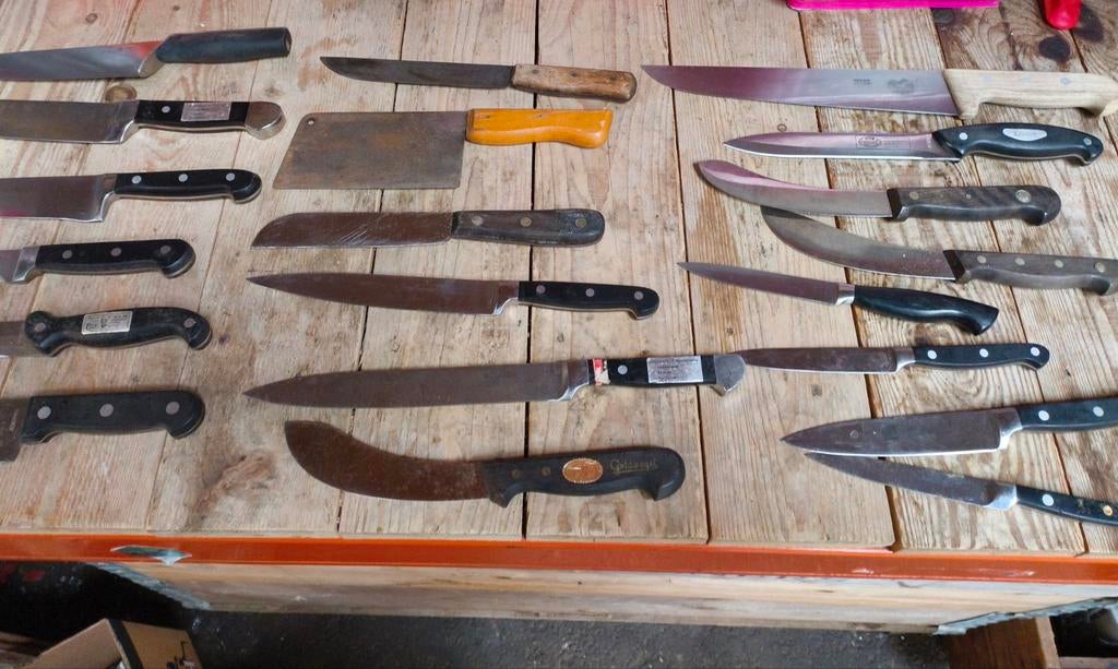 85 Messen/keukenmessen Herder,victorinox,Henckels etc, Ophalen of Verzenden, Rvs of Chroom