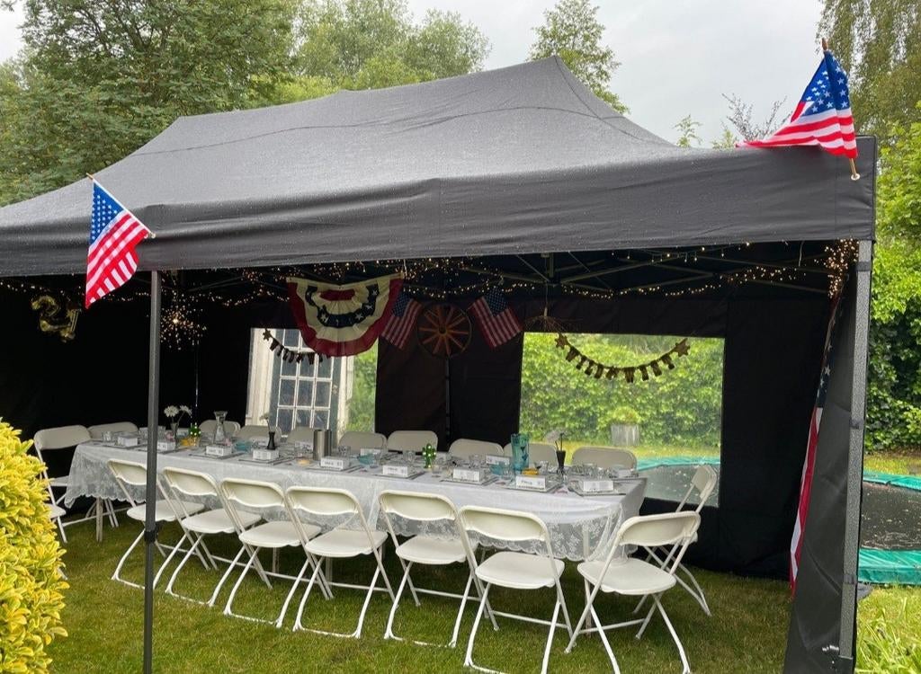 Te huur 6 x 3 meter prof easy up partytent zwart, Ophalen