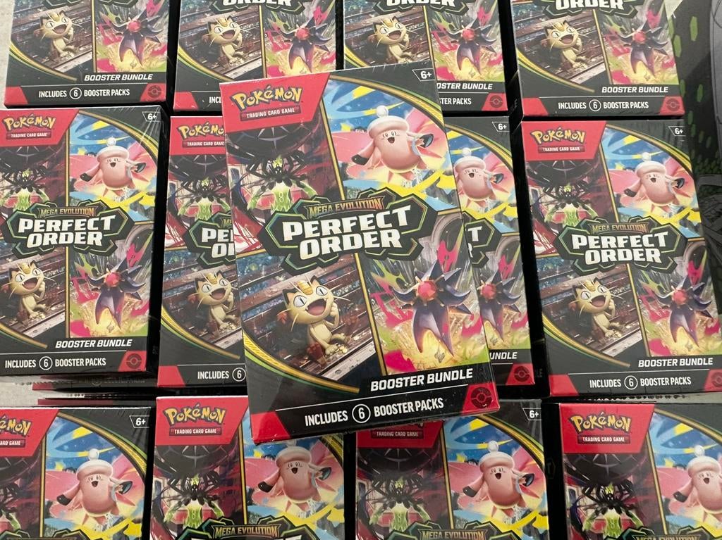 10 x Pokémon Mega Evolutions Perfect Order Booster Bundel, Ophalen of Verzenden, Nieuw, Meerdere kaarten, Foil
