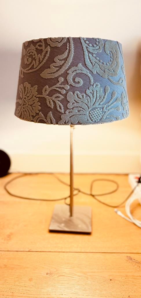 tafel lamp rvs staander + paisley kap, Ophalen, Zo goed als nieuw, Minder dan 100 cm