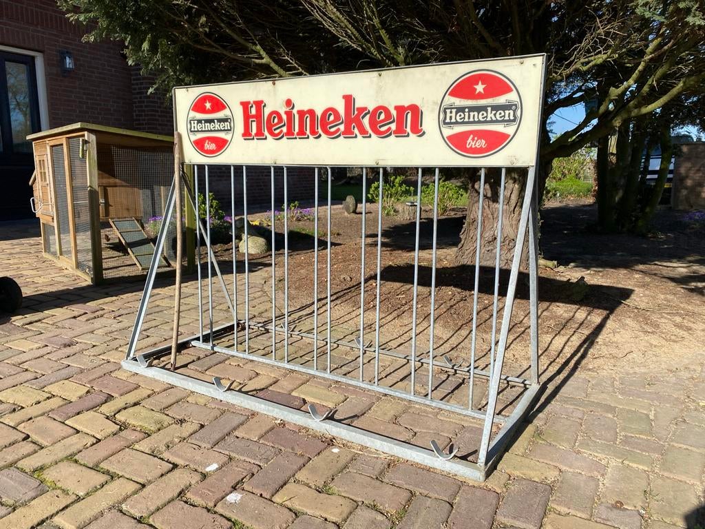 Heineken reclame fietsenrek, Ophalen, Gebruikt, Reclamebord
