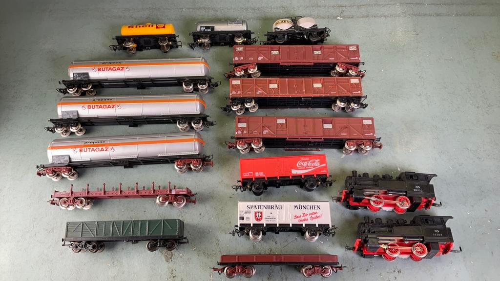 JOUEF ho Partij 14 Goederenwagens + 2 NS Stoomlocs 98 002., Gelijkstroom, Jouef, Wagon, Ophalen of Verzenden