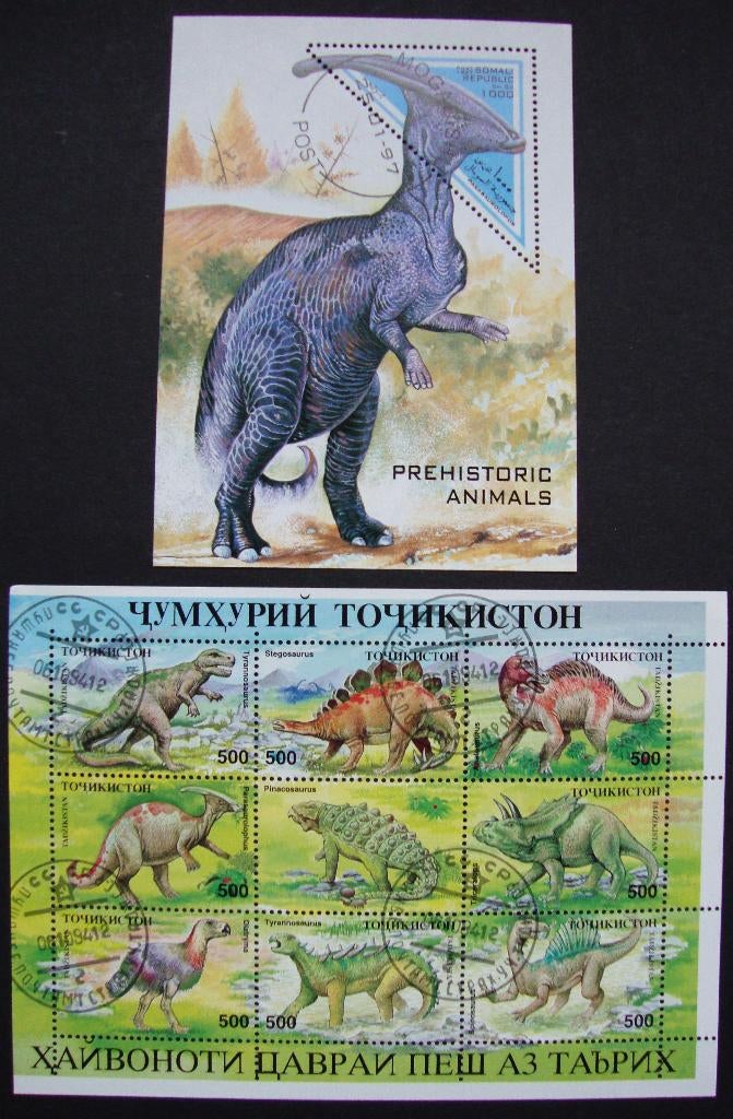 - 707 - 2 Blokken met Prehistorische Dieren., Postzegels en Munten, Postzegels | Thematische zegels, Gestempeld, Dier of Natuur