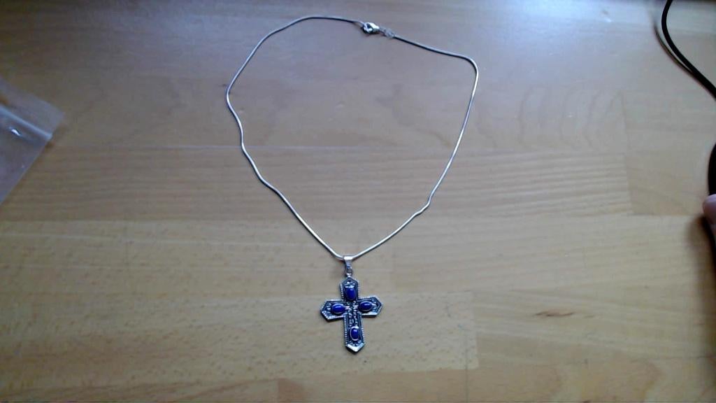 Hanger met Lapis Lazuli, Nieuw, Ophalen of Verzenden, Steen of Mineraal, Kruis of Symbool