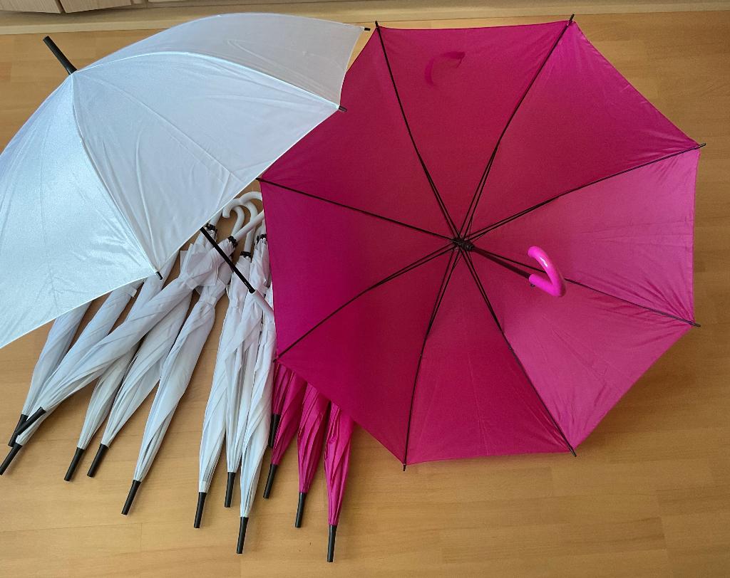 Nog 5x roze paraplu parasol voor een bruiloft of feest, Hobby en Vrije tijd, Feestartikelen, Zo goed als nieuw, Versiering, Geboorte of Huwelijk