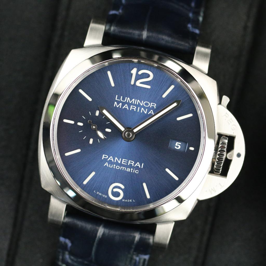Panerai Luminor Marina BLUE 42 (Zeer goed/ 2021), Overige merken, Leer, Staal, Polshorloge