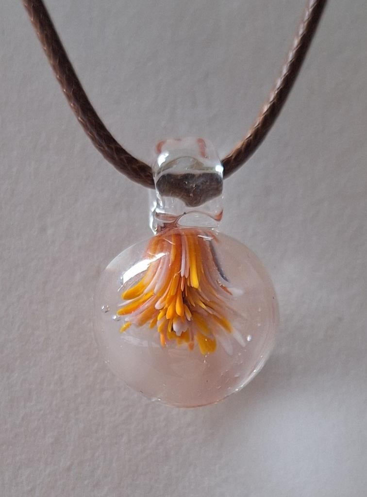 handgemaakte lampwork glas hanger, Sieraden, Tassen en Uiterlijk, Kettingen, Verzenden, Nieuw, Oranje, Overige materialen