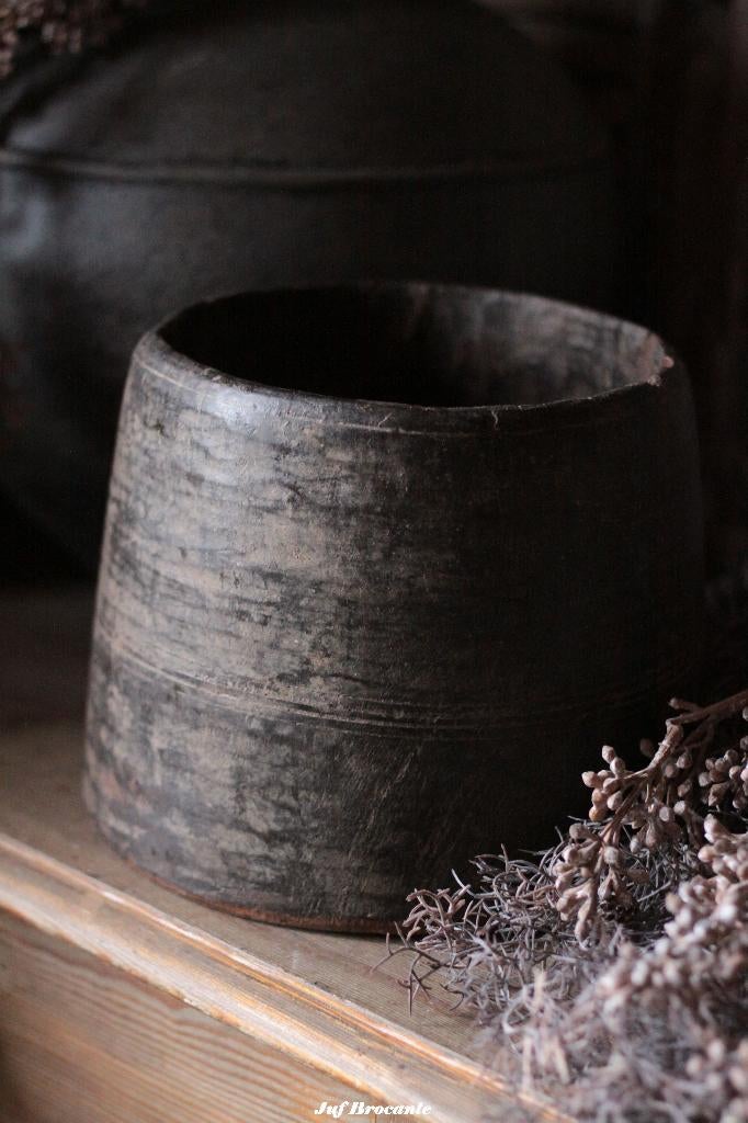 Sfeervolle, houten Nepalese potten /kruiken, Www.jufbrocante.nl, Www.jufbrocante.nl, Nieuw, Ophalen of Verzenden