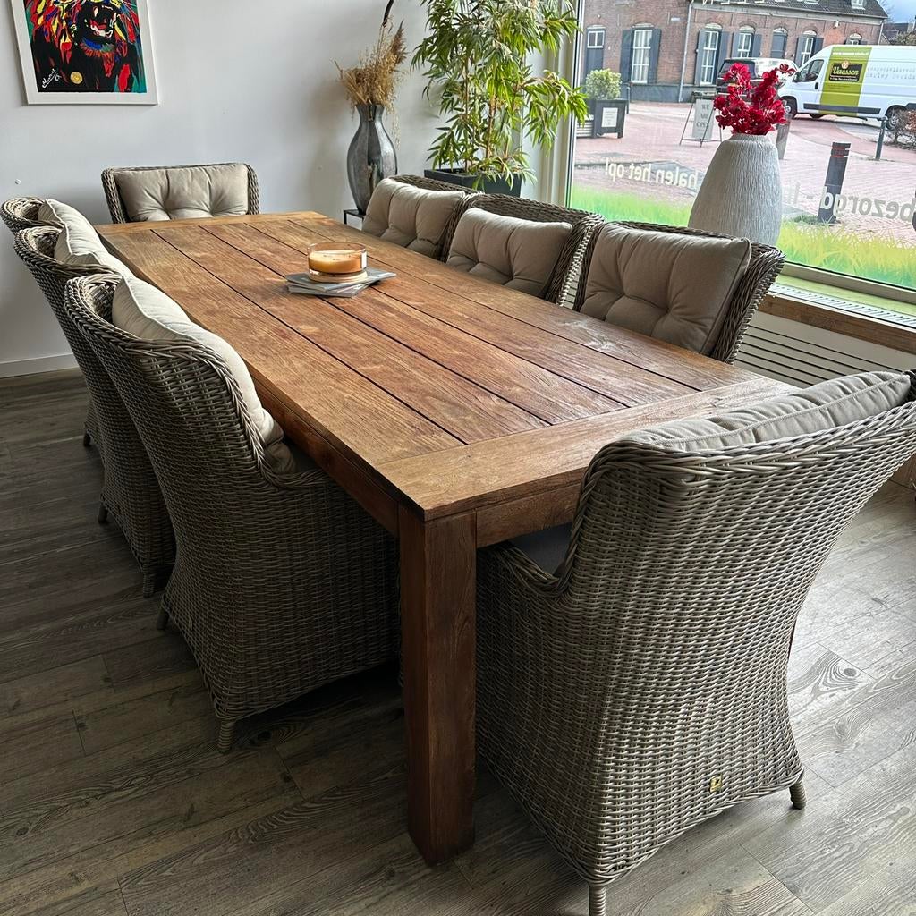 XL Mondial Tuinset – 8 stoelen – robuuste tafel — 3m bij 1m, Zenq, Verzenden, ., Zo goed als nieuw