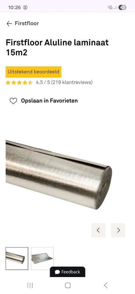 Ondervloer Karwei Aluline laminaat 15m² - Nieuw, Ophalen, Nieuw, Grijs, 10 tot 25 m²