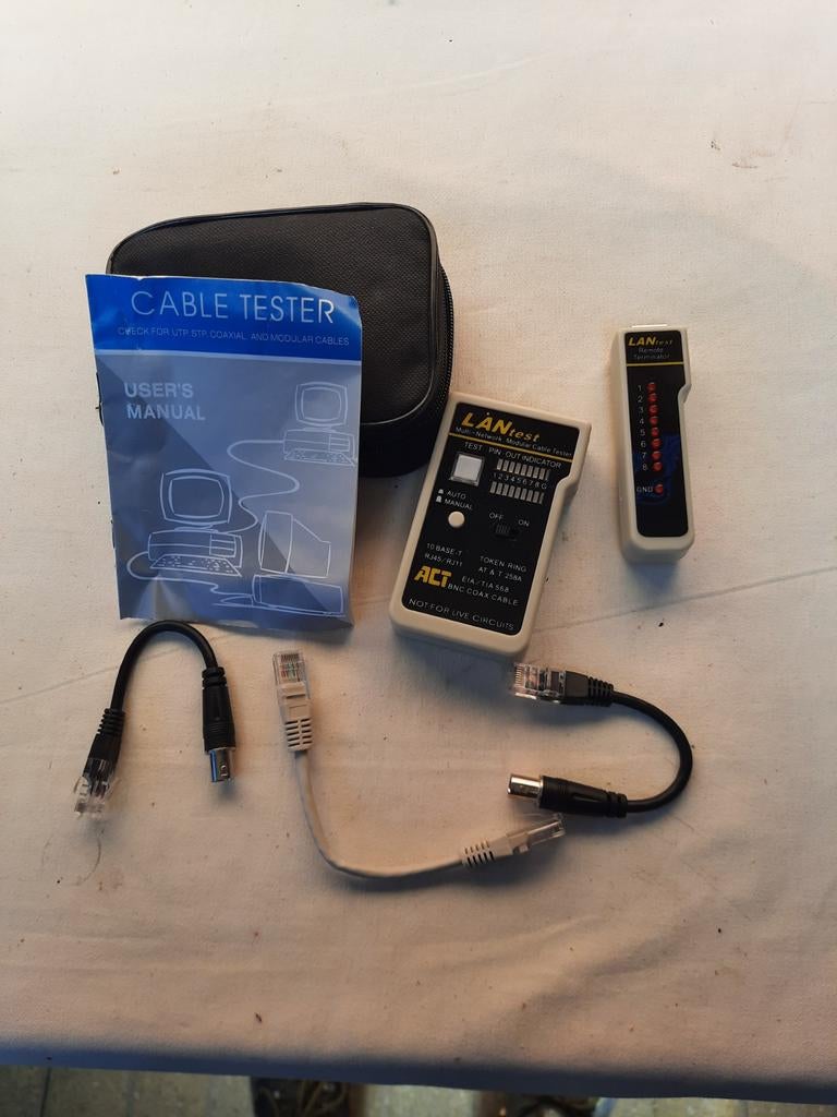 LAN kabel tester met accessoires, Ophalen of Verzenden