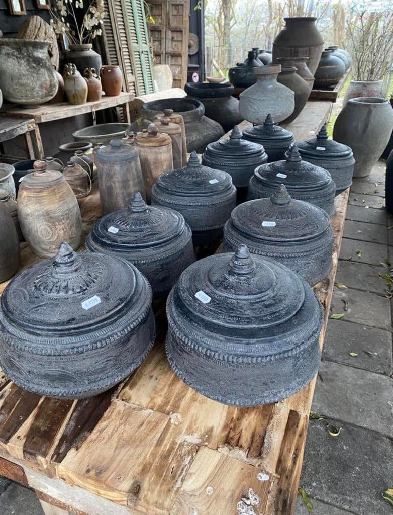 Stoere stenen pot met deksel, Nieuw, Ophalen of Verzenden, Nvt, Nvt