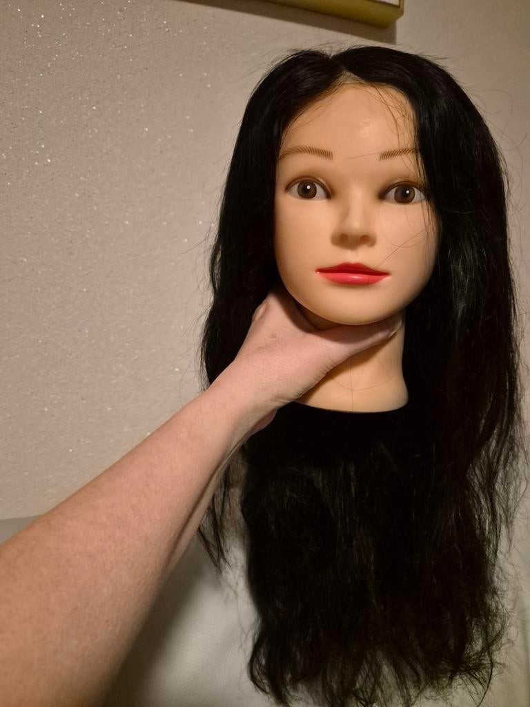 Haarwerk zwart lang haar echt haar pruik lace wig, Verzenden, Nieuw, Pruik of Haarverlenging