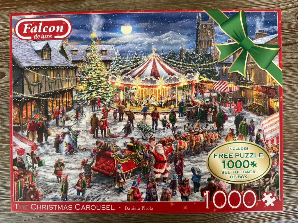 Legpuzzel Falcon - The Christmas Carousel 2x1000 stukjes, Hobby en Vrije tijd, Ophalen of Verzenden, 500 t/m 1500 stukjes, Zo goed als nieuw