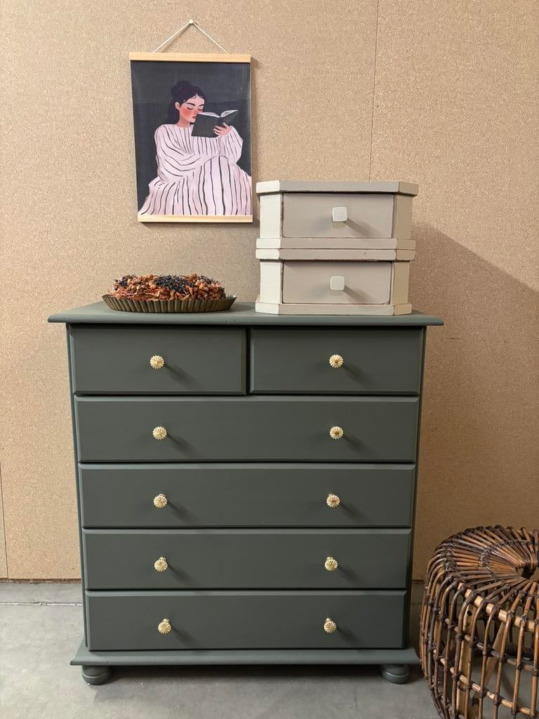 Brocante ladekast, Huis en Inrichting, Ophalen, Studio Larilo, 5 laden of meer, Zo goed als nieuw