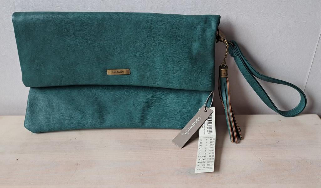 Sandwich clutch/tas, NIEUW, Sieraden, Tassen en Uiterlijk, Tassen | Damestassen, Ophalen of Verzenden, Nieuw, Groen