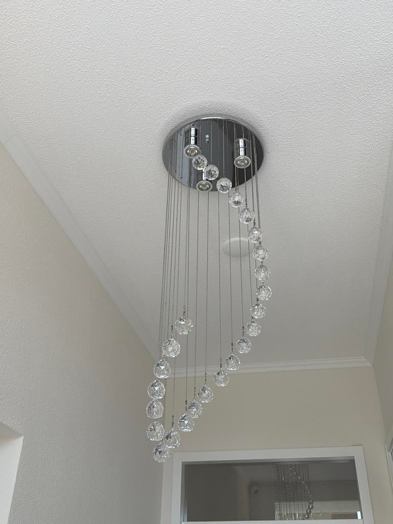 Kroonluchter met kristallen bollen, Ophalen, Gebruikt, Glas