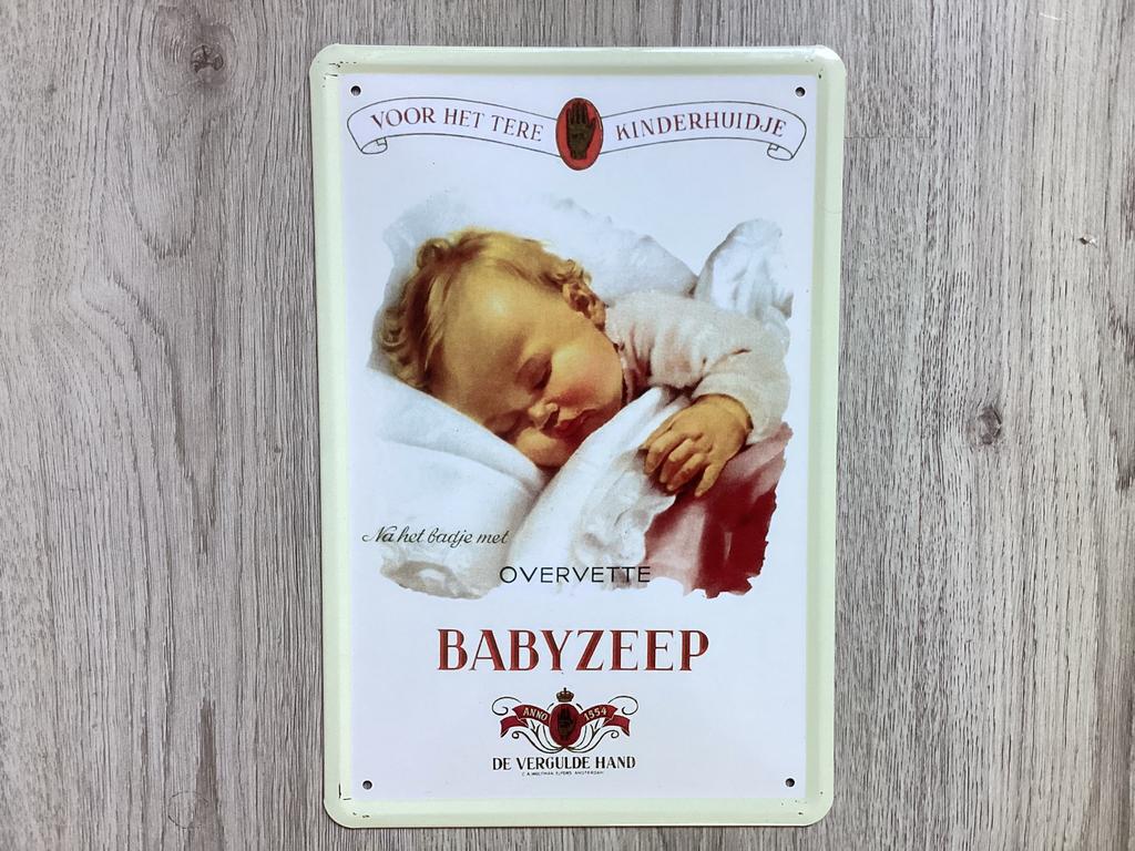 Vintage DE VERGULDE HAND blikken reclame bord (geen emaille, Ophalen of Verzenden, Zo goed als nieuw, Reclamebord