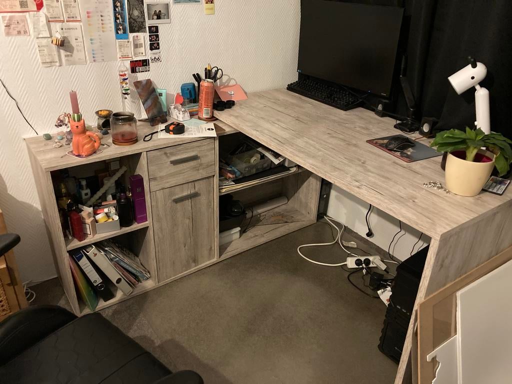 Net bureau met opbergruimte hoek, Ophalen, Zo goed als nieuw