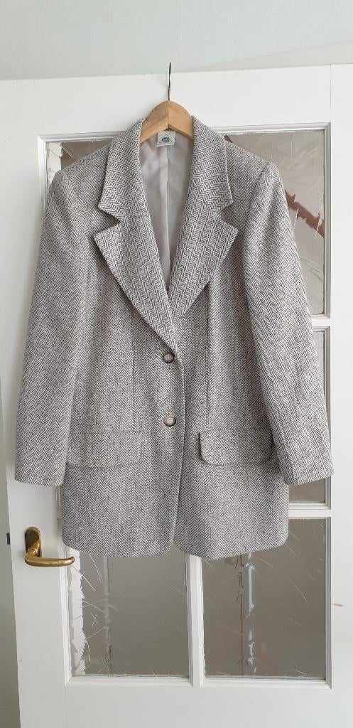 Vintage New Fast jas crème / grijs gemêleerd, New Fast, Beige, Ophalen of Verzenden, Gedragen