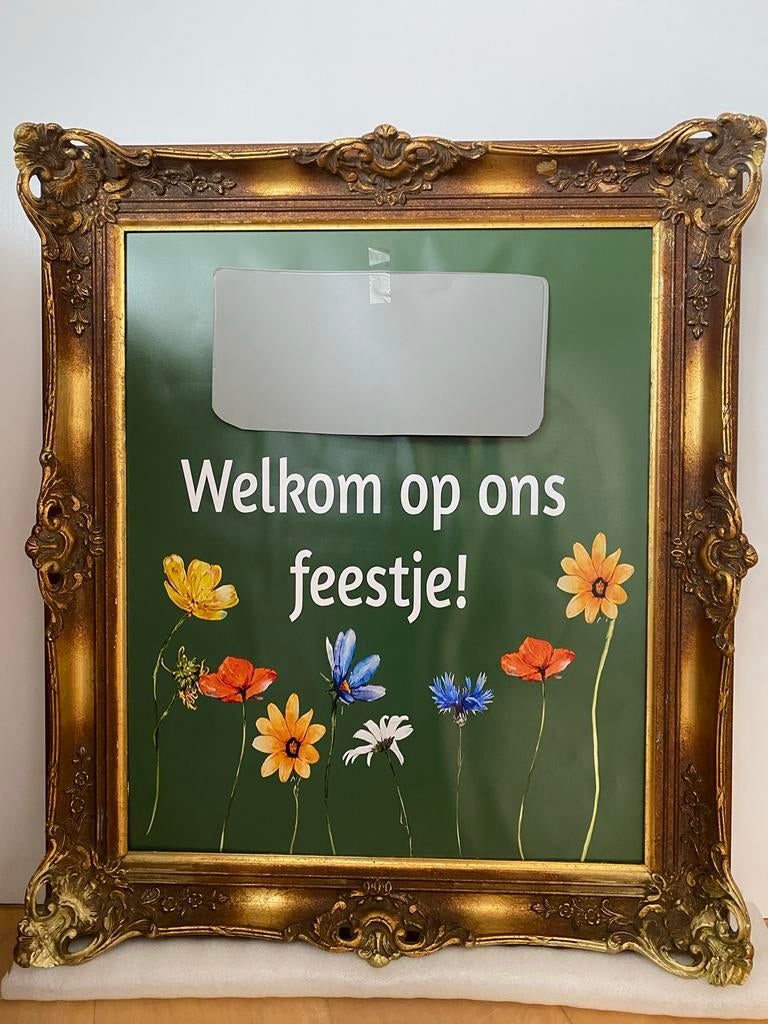 Oude schilderij lijst - Welkomstbord feest, Huis en Inrichting, Ophalen, Minder dan 50 cm, Gebruikt, 50 tot 75 cm